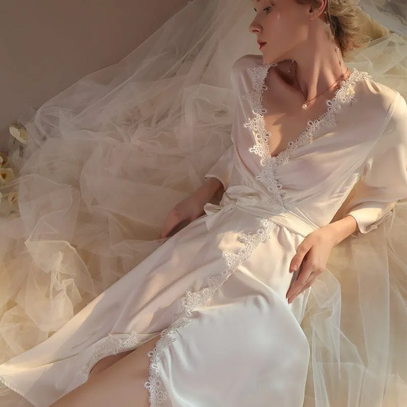 Peignoir Long En Satin - Mira