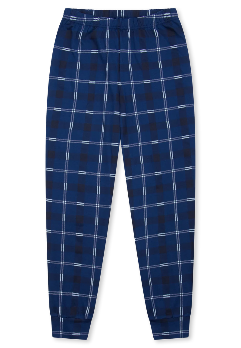 Schlafanzug mit Bündchen Blau kariert - Teens Nightwear