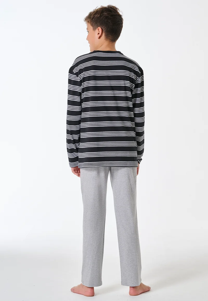 Schlafanzug kurz Schwarz/Grau gestreift - Teens Nightwear