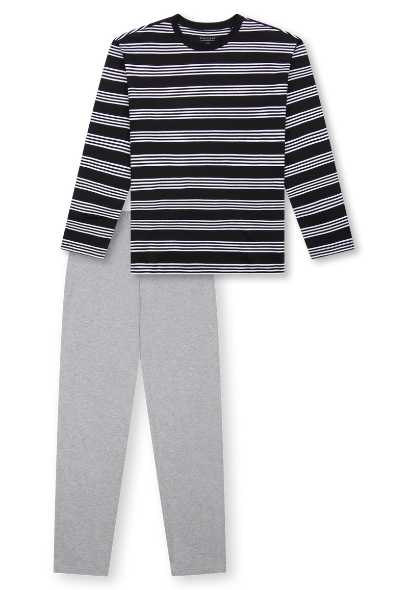 Schlafanzug kurz Schwarz/Grau gestreift - Teens Nightwear