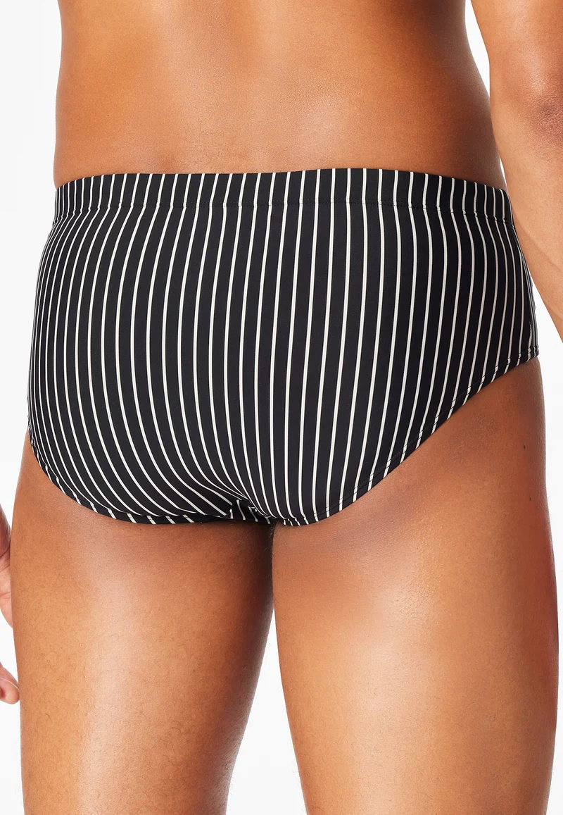 Badehose mit Reißverschluss Schwarz/Weiss gestreift - Aqua