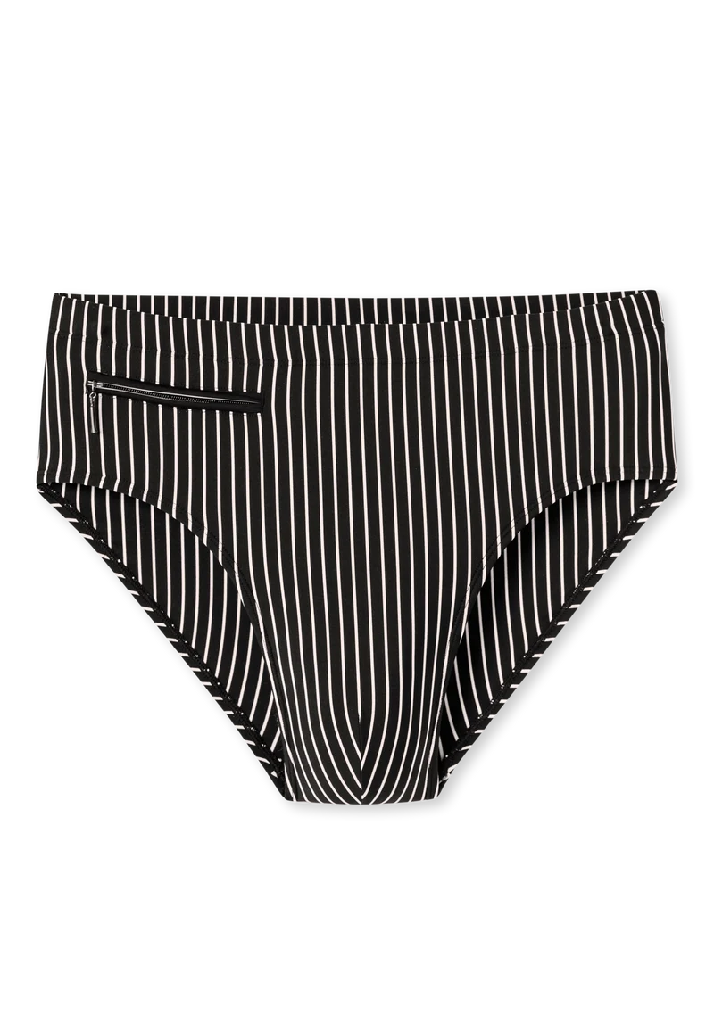 Badehose mit Reißverschluss Schwarz/Weiss gestreift - Aqua
