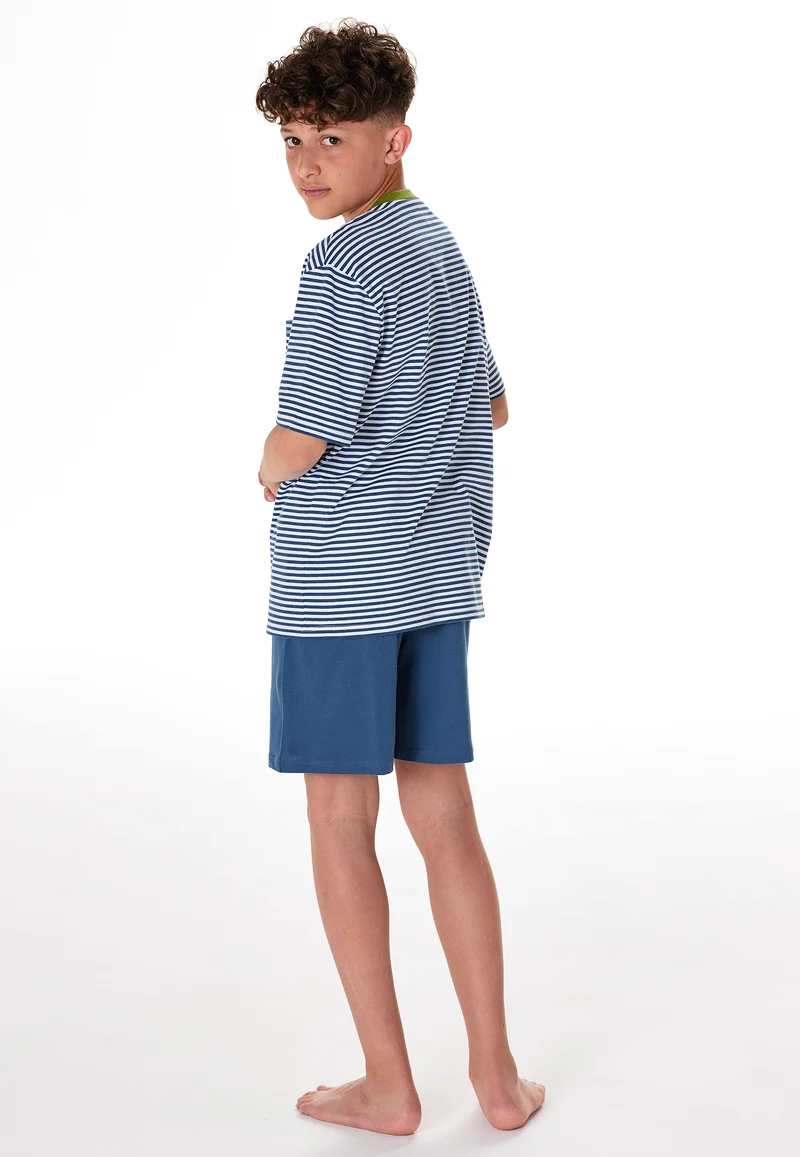 Schlafanzug kurz Dunkelblau/Weiss gestreift - Teens Nightwear