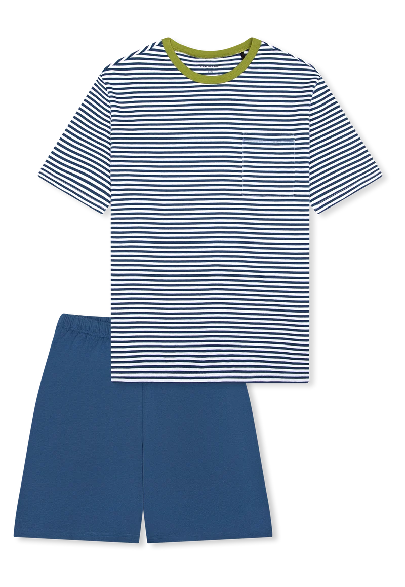 Schlafanzug kurz Dunkelblau/Weiss gestreift - Teens Nightwear