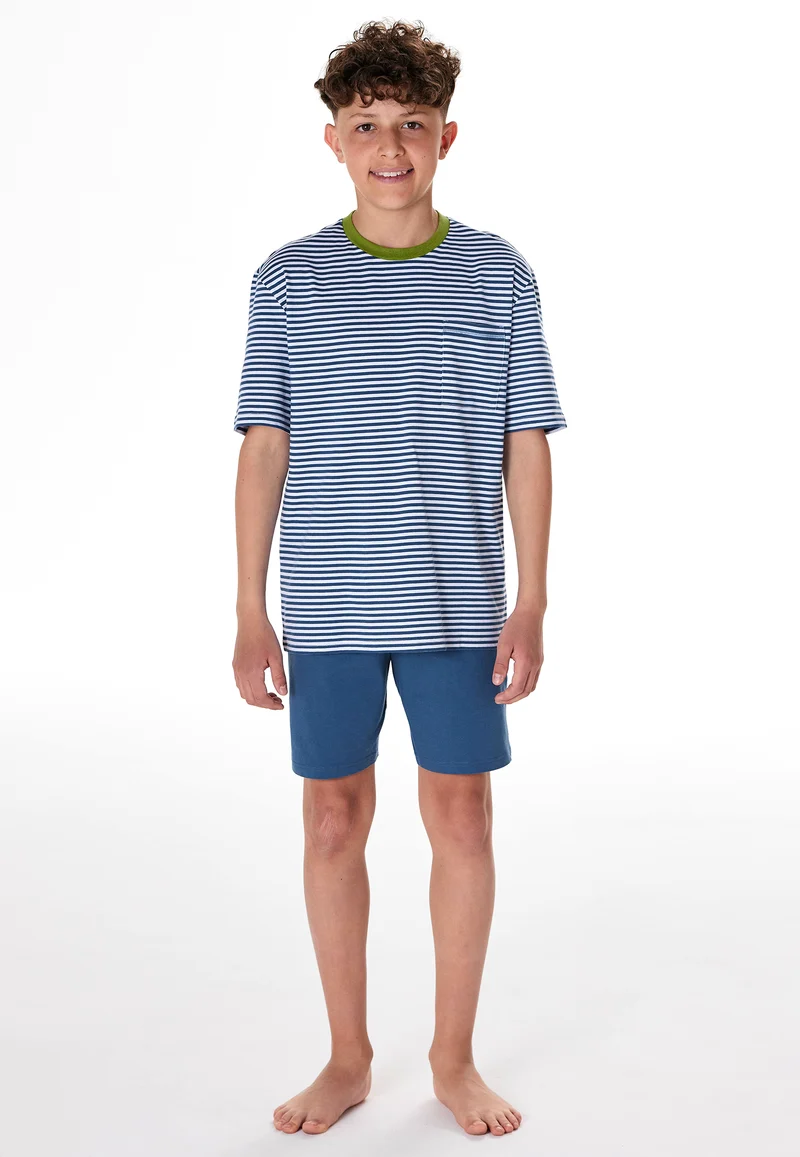 Schlafanzug kurz Dunkelblau/Weiss gestreift - Teens Nightwear