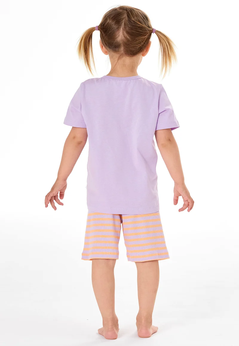 Schlafanzug kurz Lila/Orange gestreift - Kids Nightwear