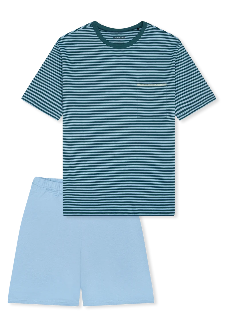 Schlafanzug kurz Blau gestreift - Teens Nightwear