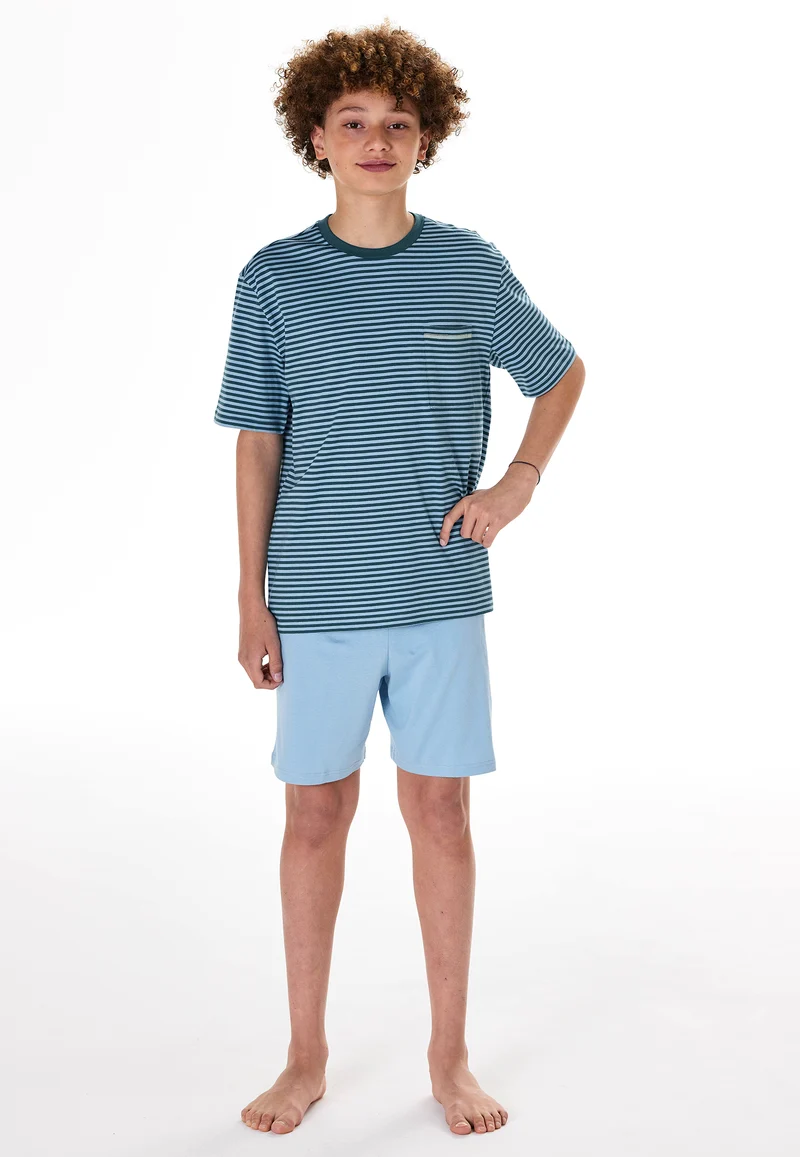 Schlafanzug kurz Blau gestreift - Teens Nightwear
