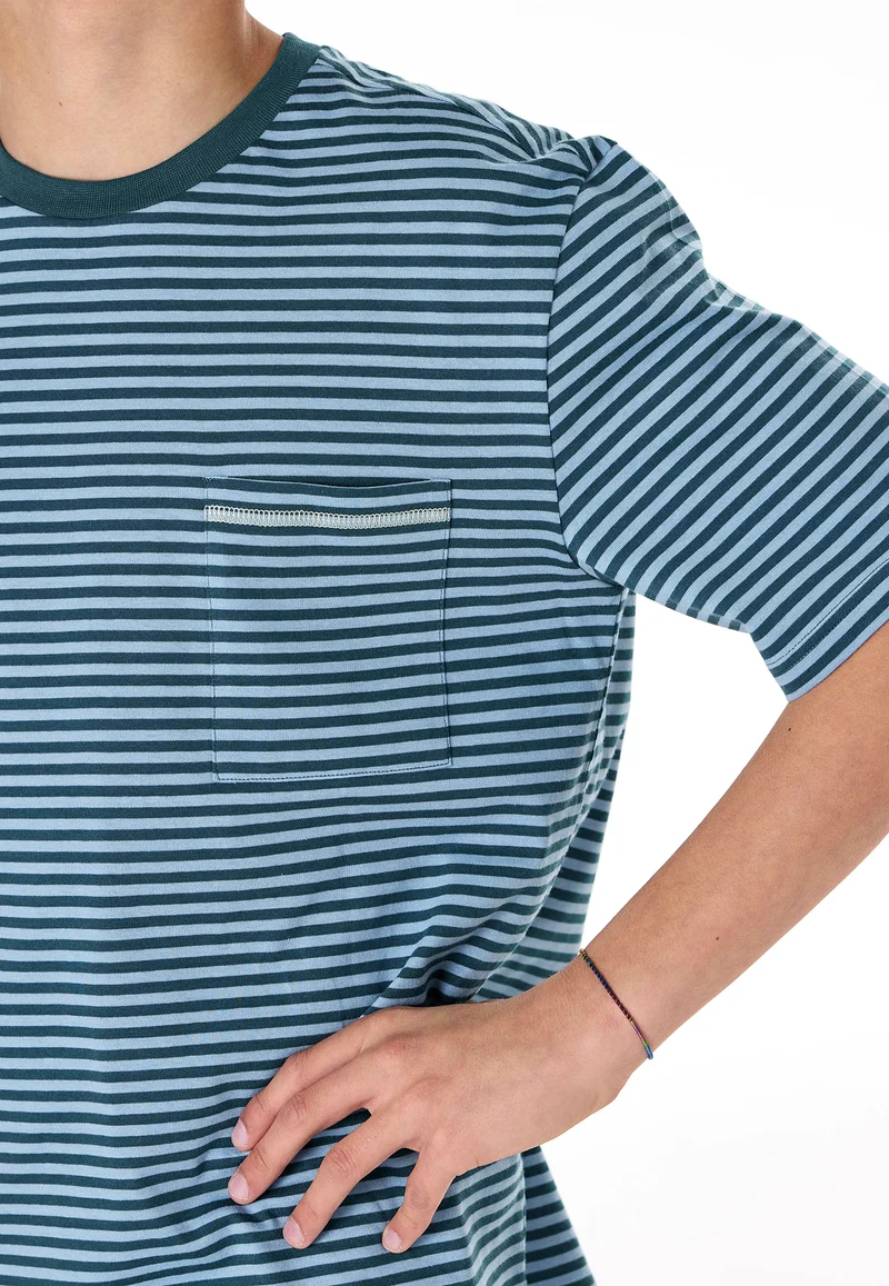 Schlafanzug kurz Blau gestreift - Teens Nightwear
