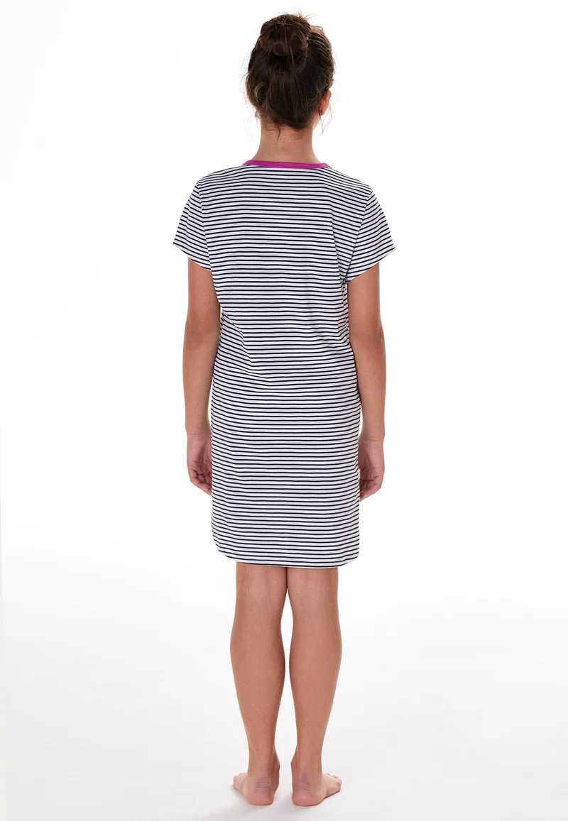 Nachthemd kurzarm Blau/Weiss gestreift - Teens Nightwear
