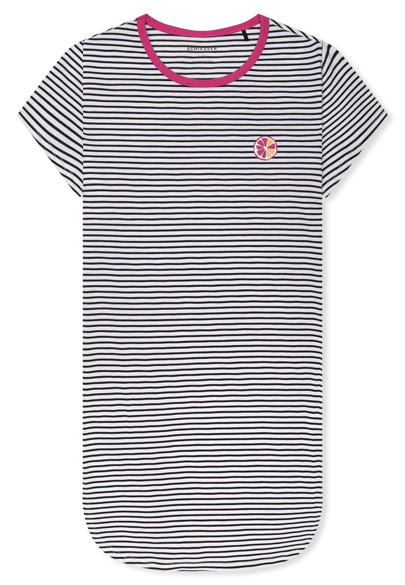 Nachthemd kurzarm Blau/Weiss gestreift - Teens Nightwear
