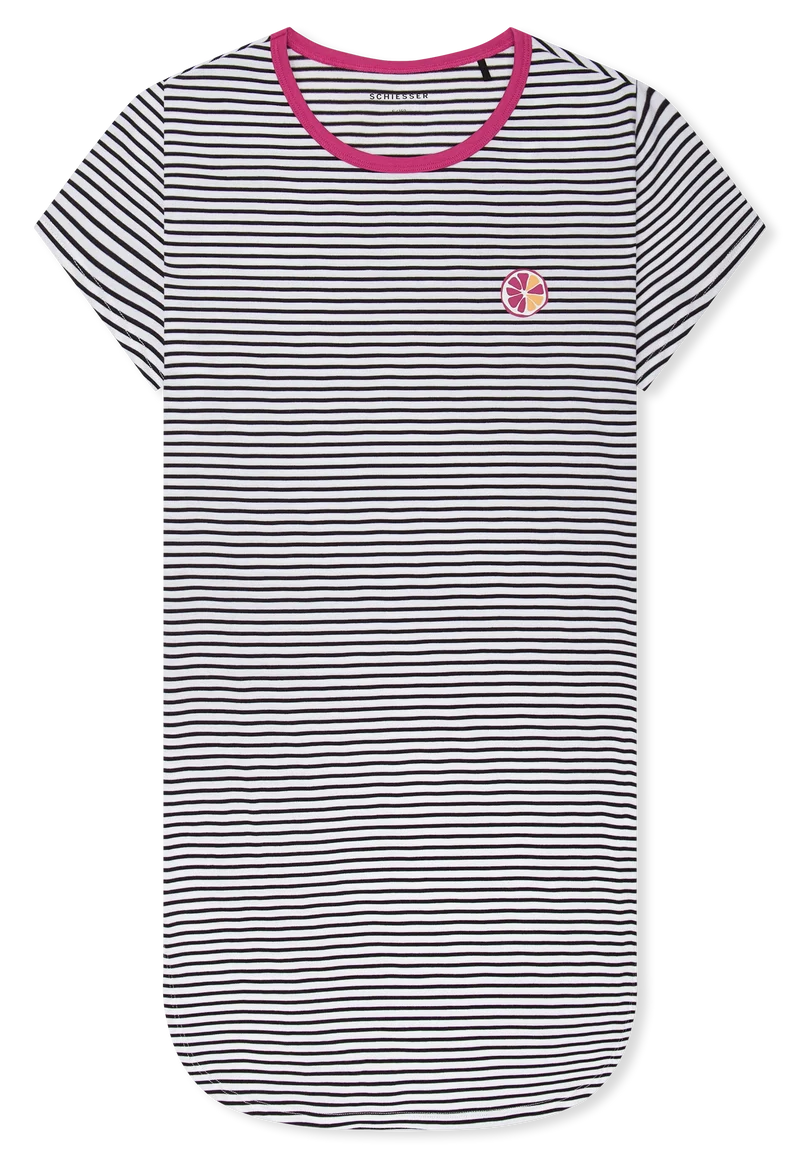 Nachthemd kurzarm Blau/Weiss gestreift - Teens Nightwear