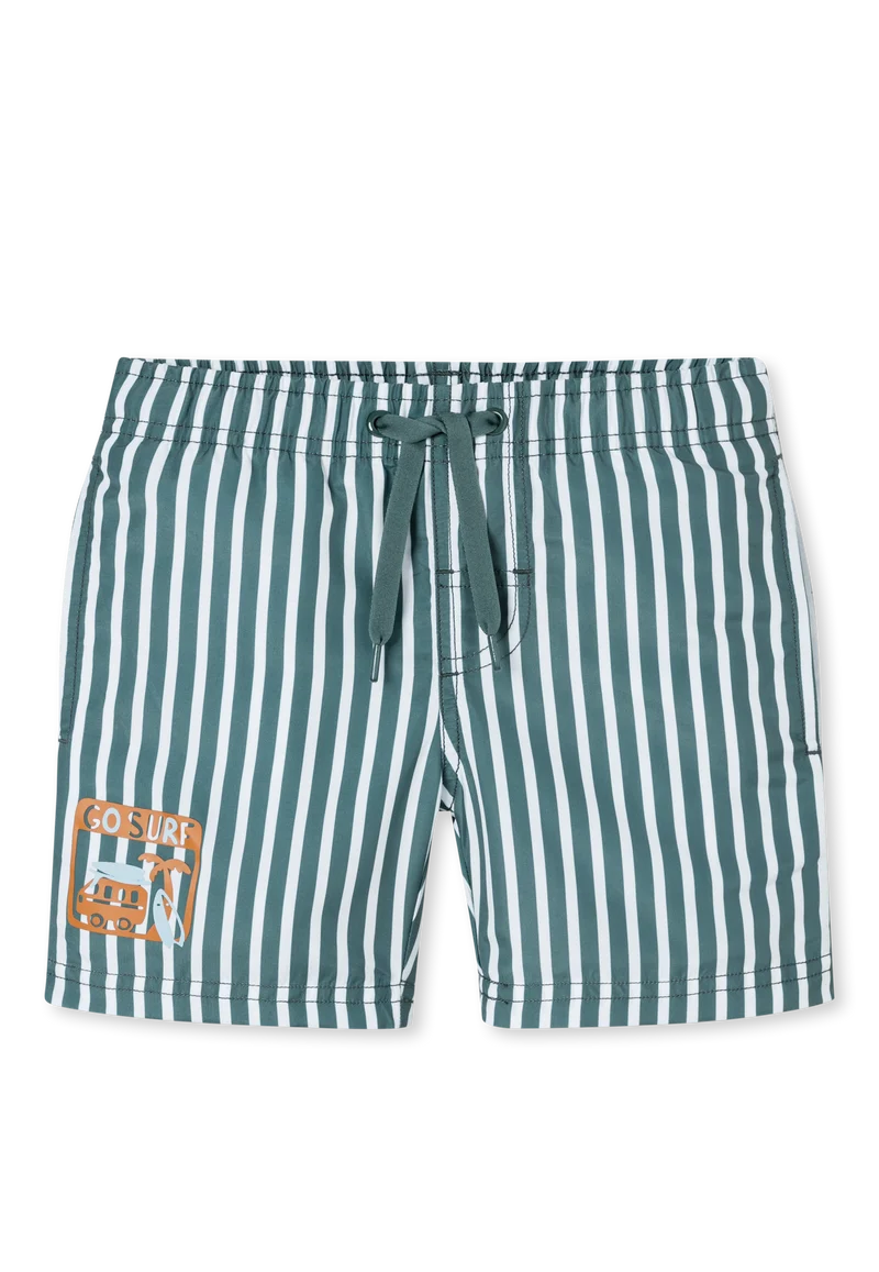 Badeshorts Petrol/Weiss gestreift - Aqua