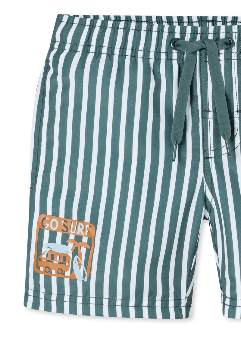 Badeshorts Petrol/Weiss gestreift - Aqua