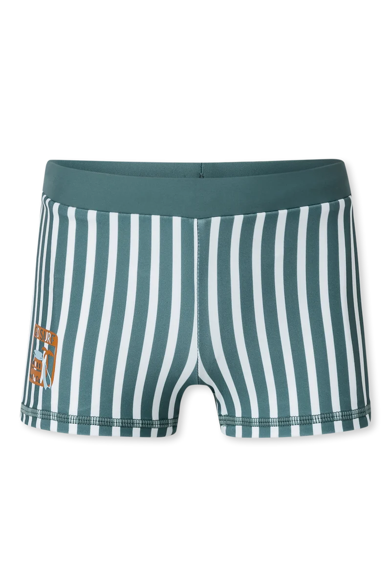 Badehose Petrol/Weiss gestreift - Aqua