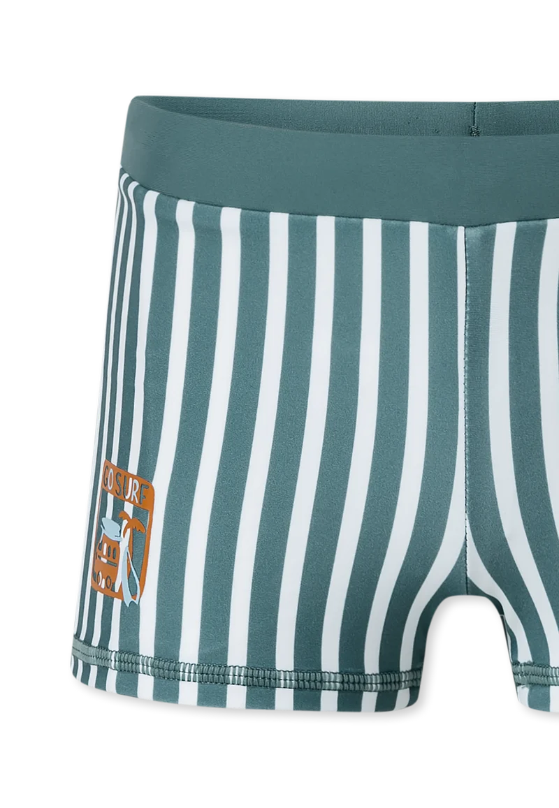 Badehose Petrol/Weiss gestreift - Aqua