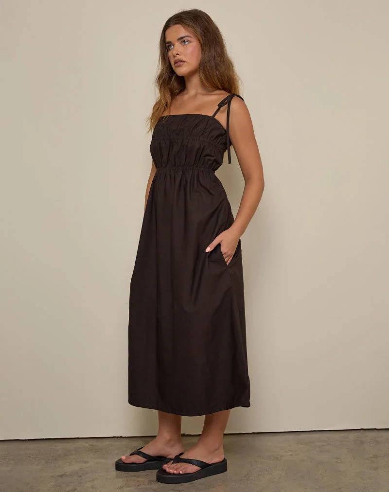 Haruko Midi Dress in Bitter Chocolate