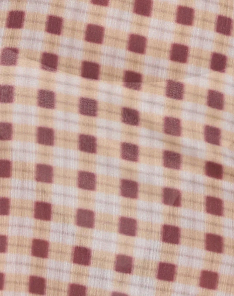 Driti Maxi Dress in Chiffon Blurred Check Peach (Robe longue en mousseline à carreaux flous)