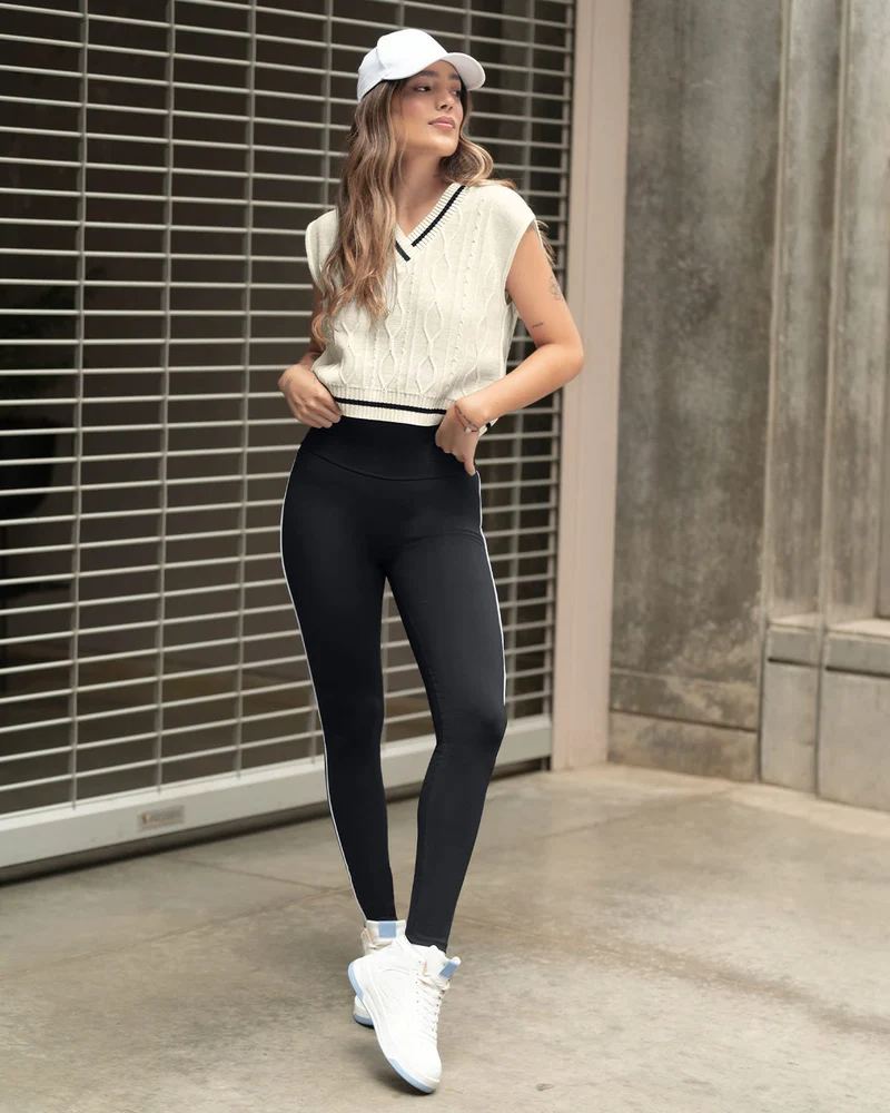 Legging de sport de contrôle avec double couche de tissu à la taille