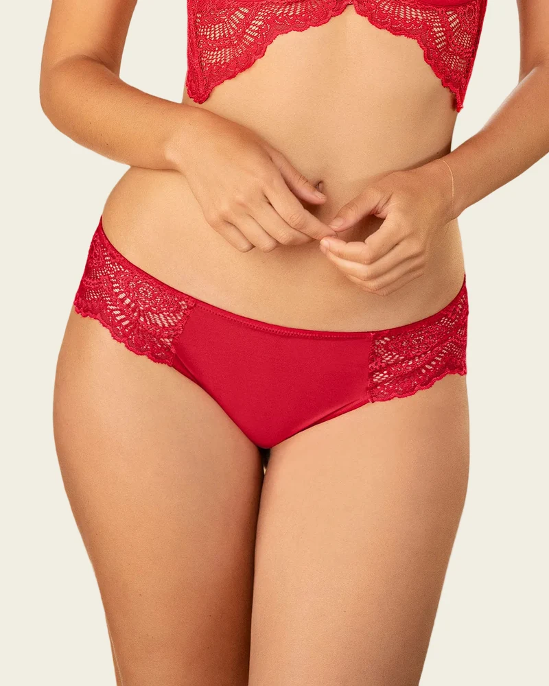 Shorty en tissu lisse et dentelle