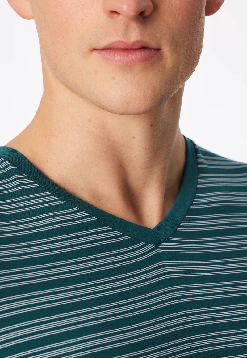Schlafanzug Petrol gestreift - Long Life Soft