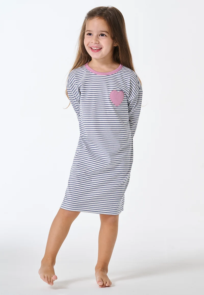 Nachthemd langarm Blau/Weiss gestreift - Kids Nightwear