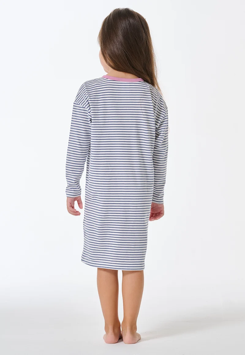 Nachthemd langarm Blau/Weiss gestreift - Kids Nightwear