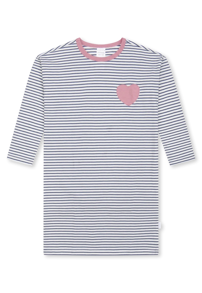 Nachthemd langarm Blau/Weiss gestreift - Kids Nightwear