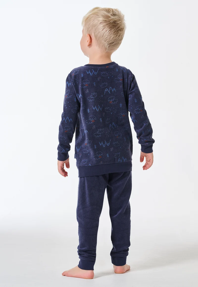 Schlafanzug mit Bündchen Blau gemustert - Kids Nightwear