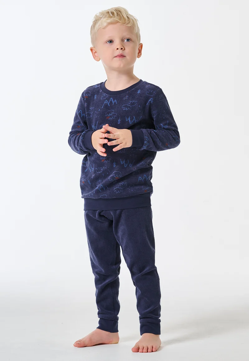 Schlafanzug mit Bündchen Blau gemustert - Kids Nightwear