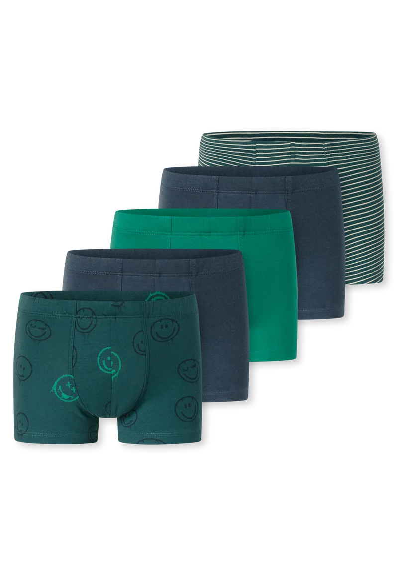 Shorts 5er-Pack Blau/Grün gemustert - 95/5