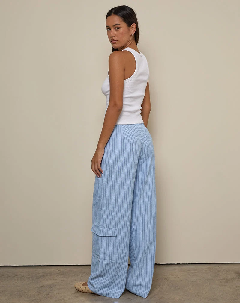 Pantalon cargo Bruna à rayures bleues