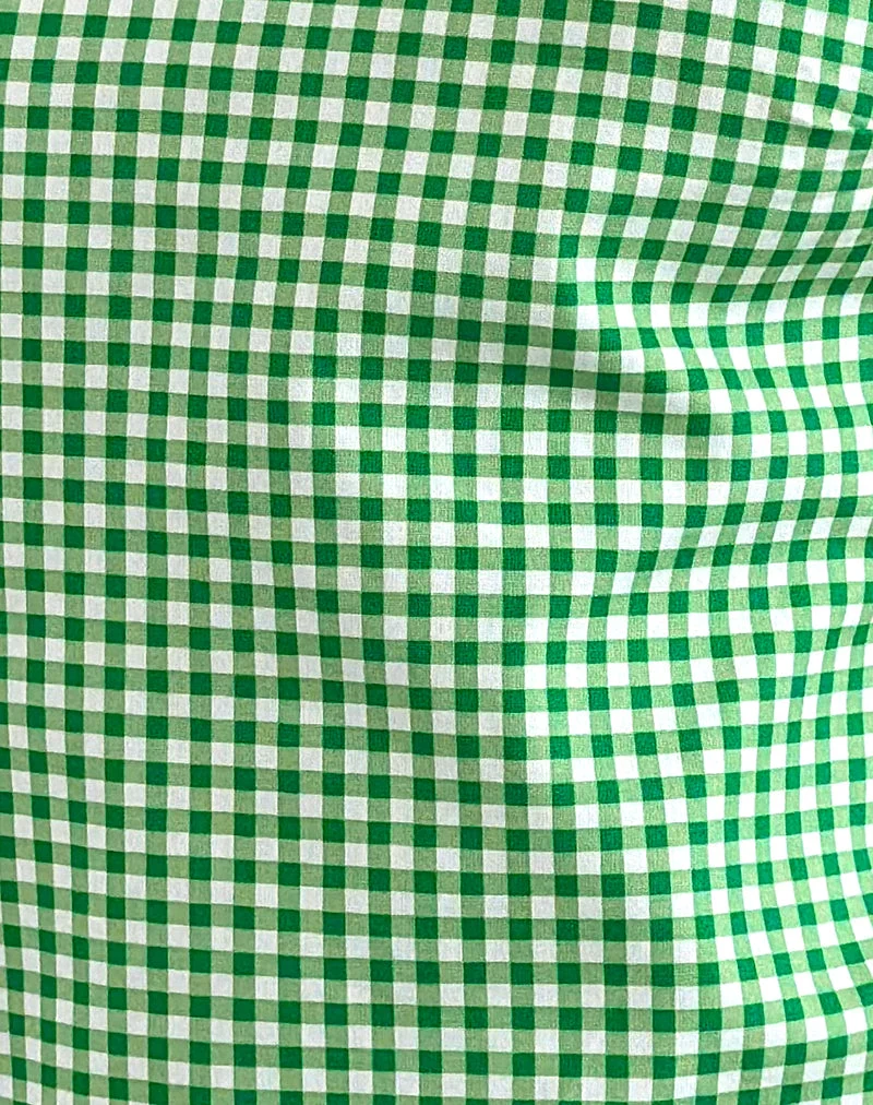 Sanamu Frill Top in Mini Gingham Green