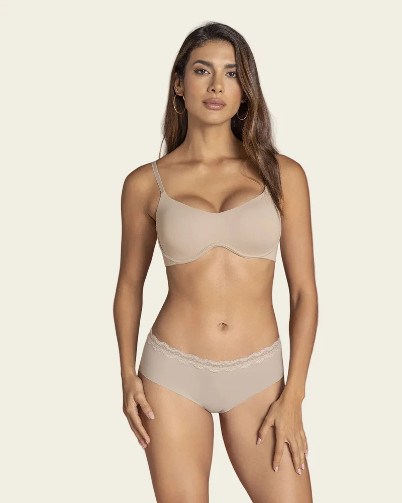Culotte hipster avec dentelle à taille mi-haute