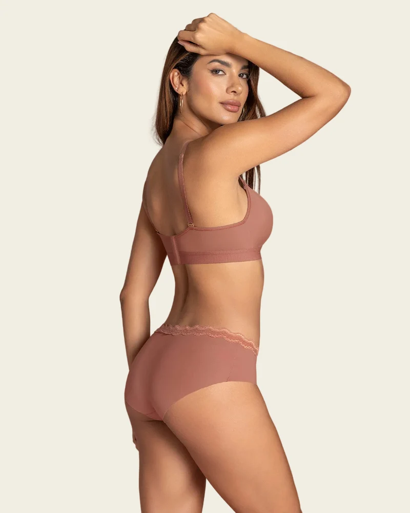 Culotte hipster avec dentelle à taille mi-haute