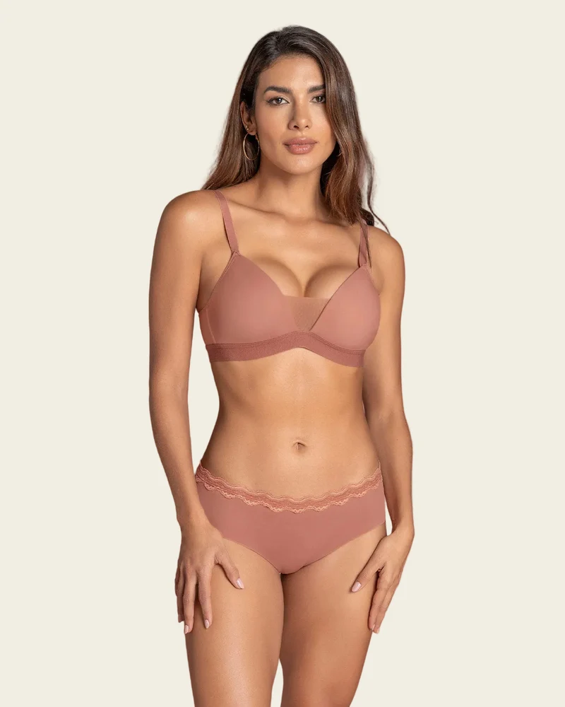 Culotte hipster avec dentelle à taille mi-haute