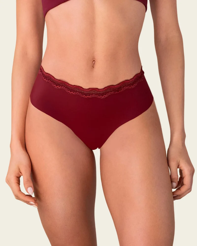 Culotte hipster avec dentelle à taille mi-haute