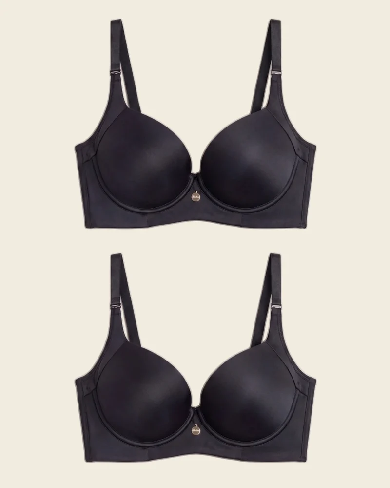 Pack de 2 soutiens-gorge push-up souples avec une bonne couverture au niveau des emmanchures et du dos