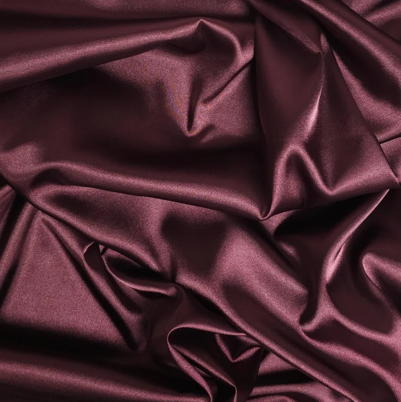 Tissu satin extensible haut de gamme | Bourgogne | 68 cm | Défaut Mineur | Fin de rouleau
