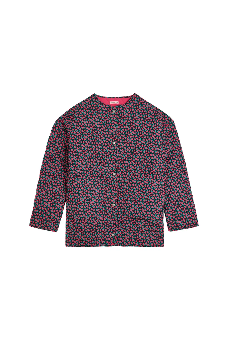 Manteau Matelassé - Mini Fleurs Fuchsia