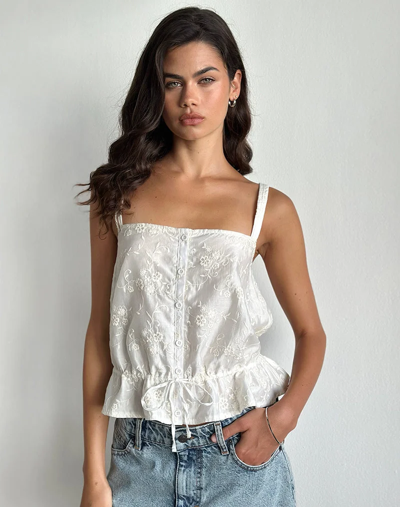 Top Zaraku en Fresia Broderie Ivoire
