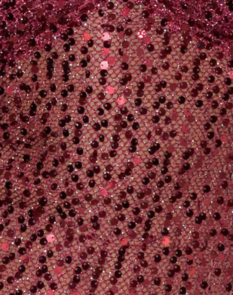Karachi Triangle Cami Top in Sequin Burgundy