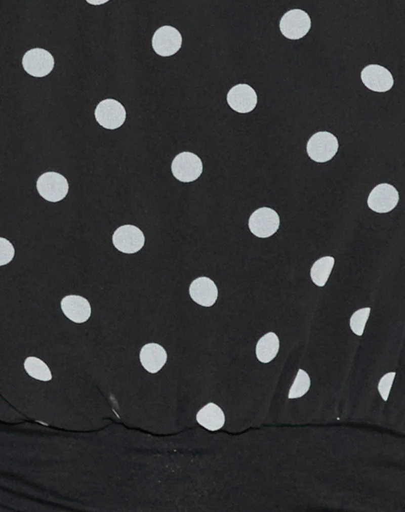 Rania Backless Top in Polka Dot Black and White (Top dos nu à pois noir et blanc)