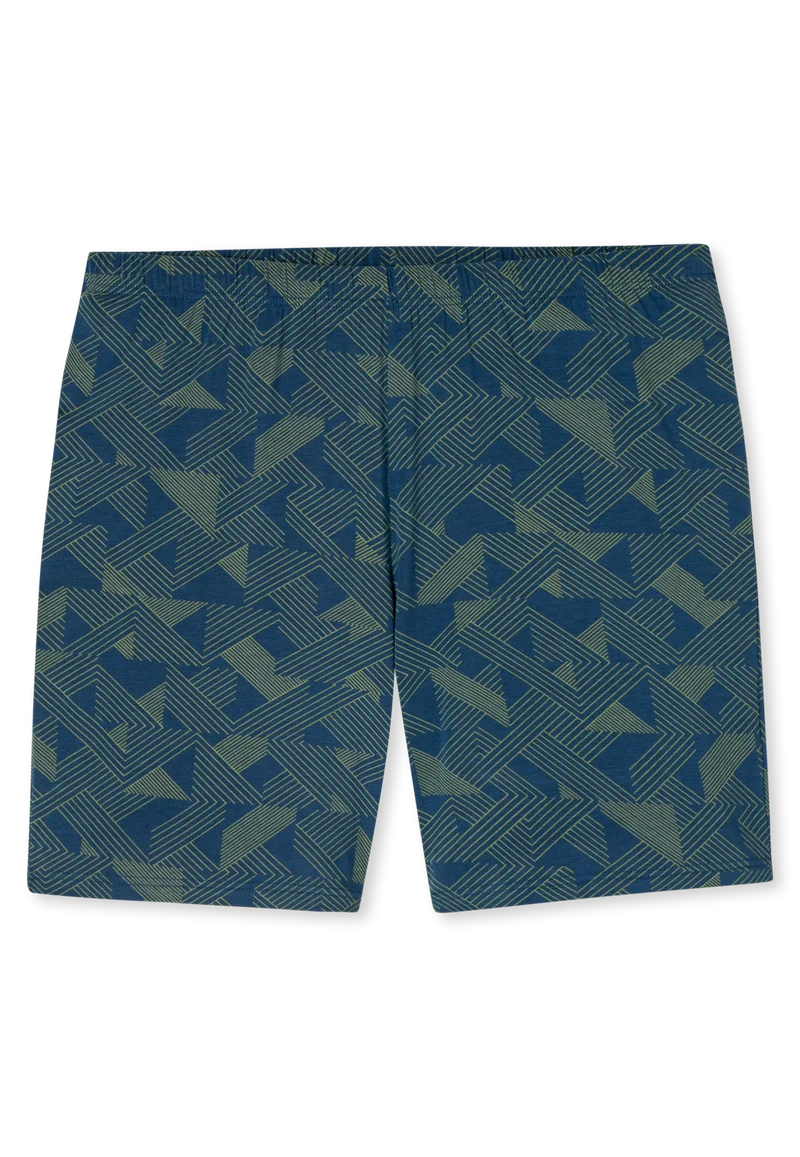 Schlafanzug kurz Grün/Blau gemustert - Long Life Soft