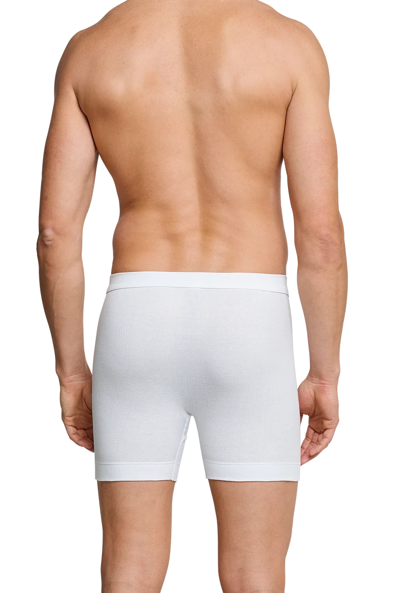 Enge Boxershorts Doppelripp mit Eingriff Weiss - Essentials
