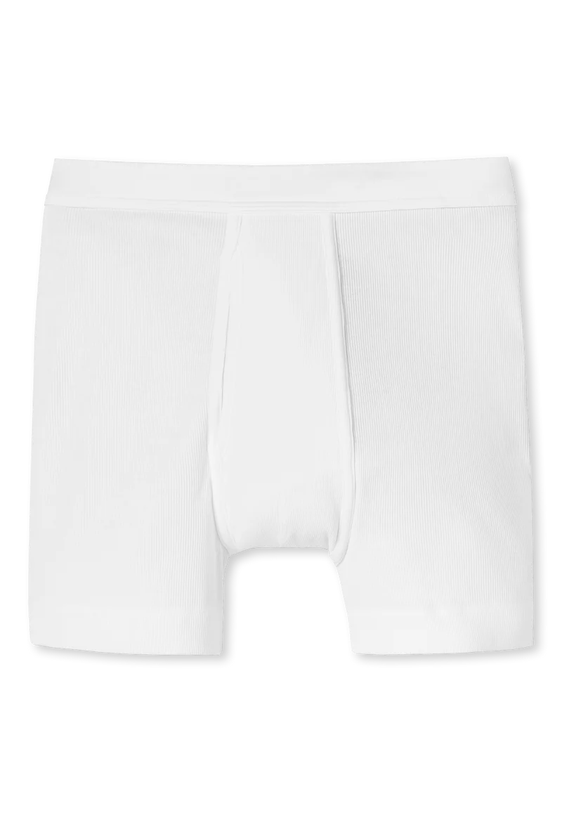 Enge Boxershorts Doppelripp mit Eingriff Weiss - Essentials