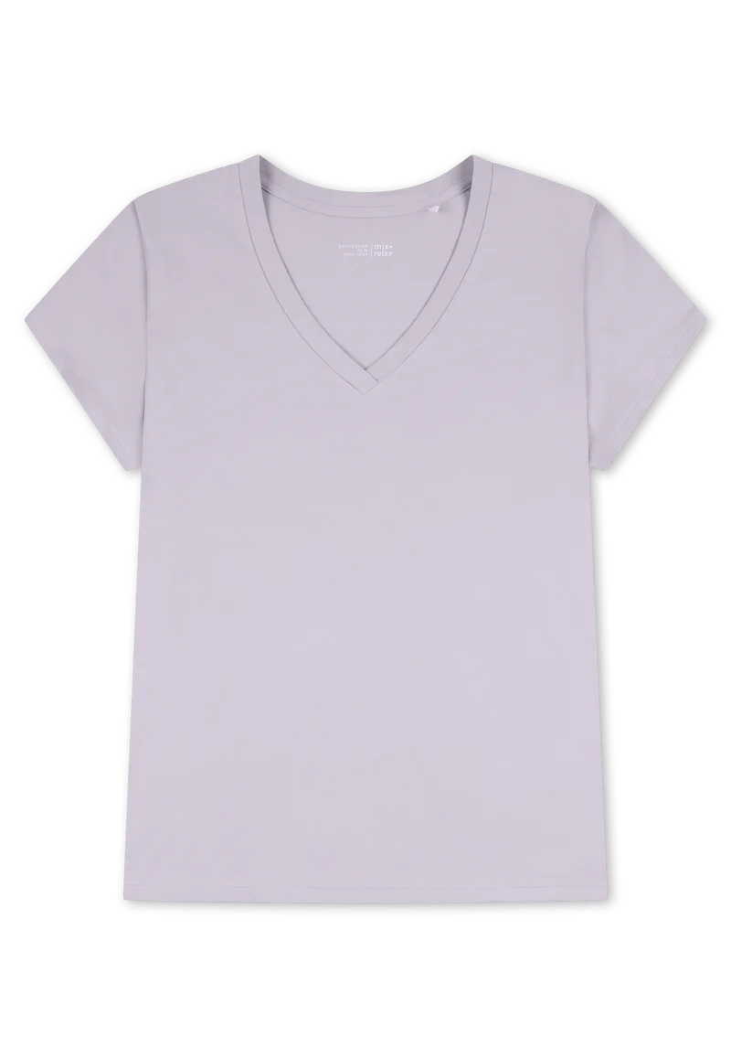 T-Shirt V-Ausschnitt Flieder - Mix+Relax