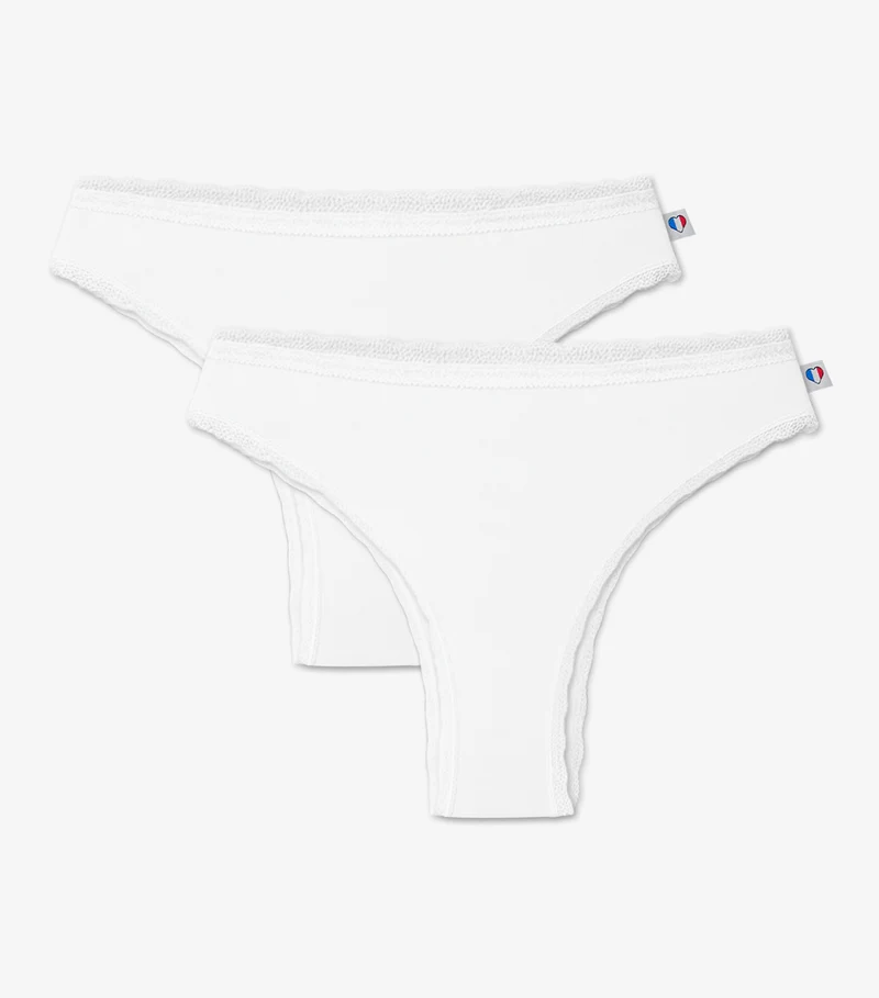 Tanga Dentelle Femme Blanc x2 - Pack Intemporel