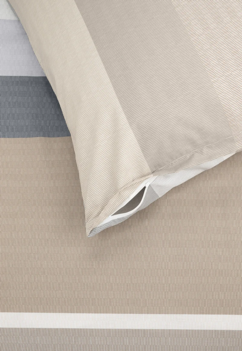 Bettwäscheset 2-teilig Blau/Braun gestreift - SCHIESSER Home