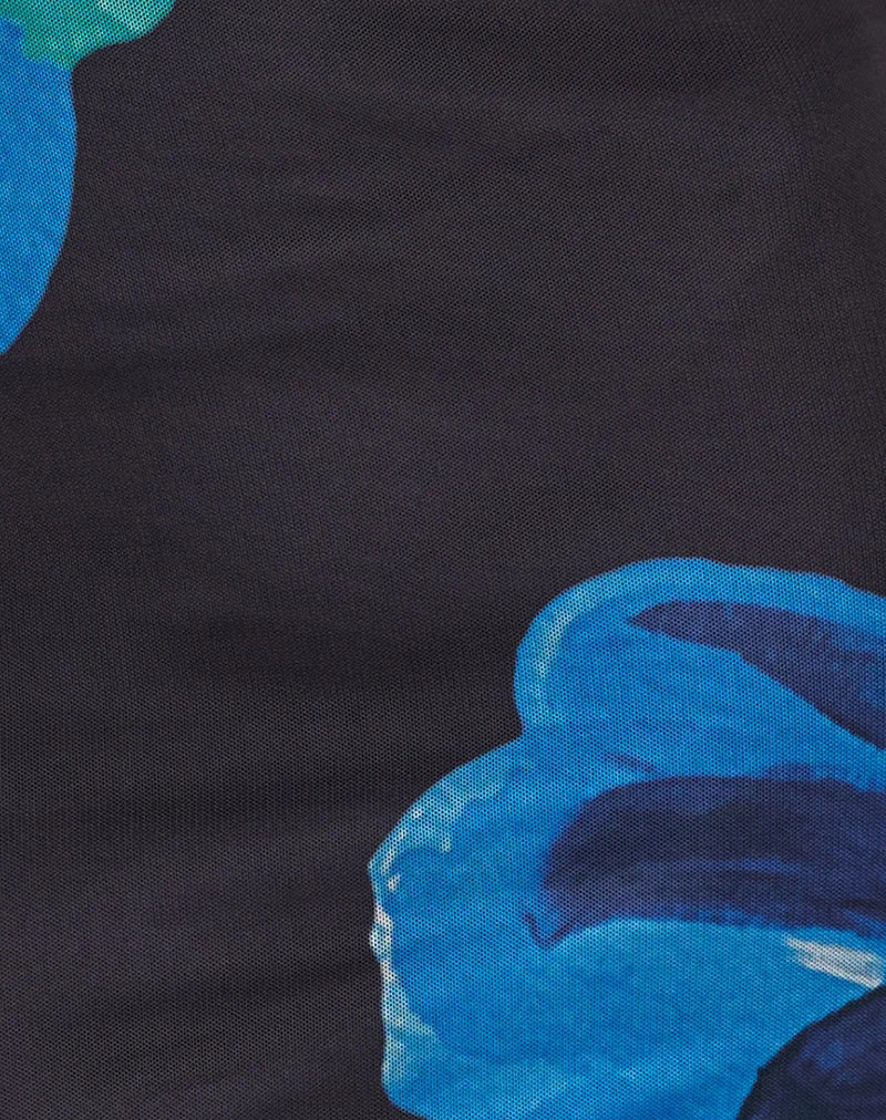 Robe longue imprimée Fayola, bleu fleur d'aquarelle